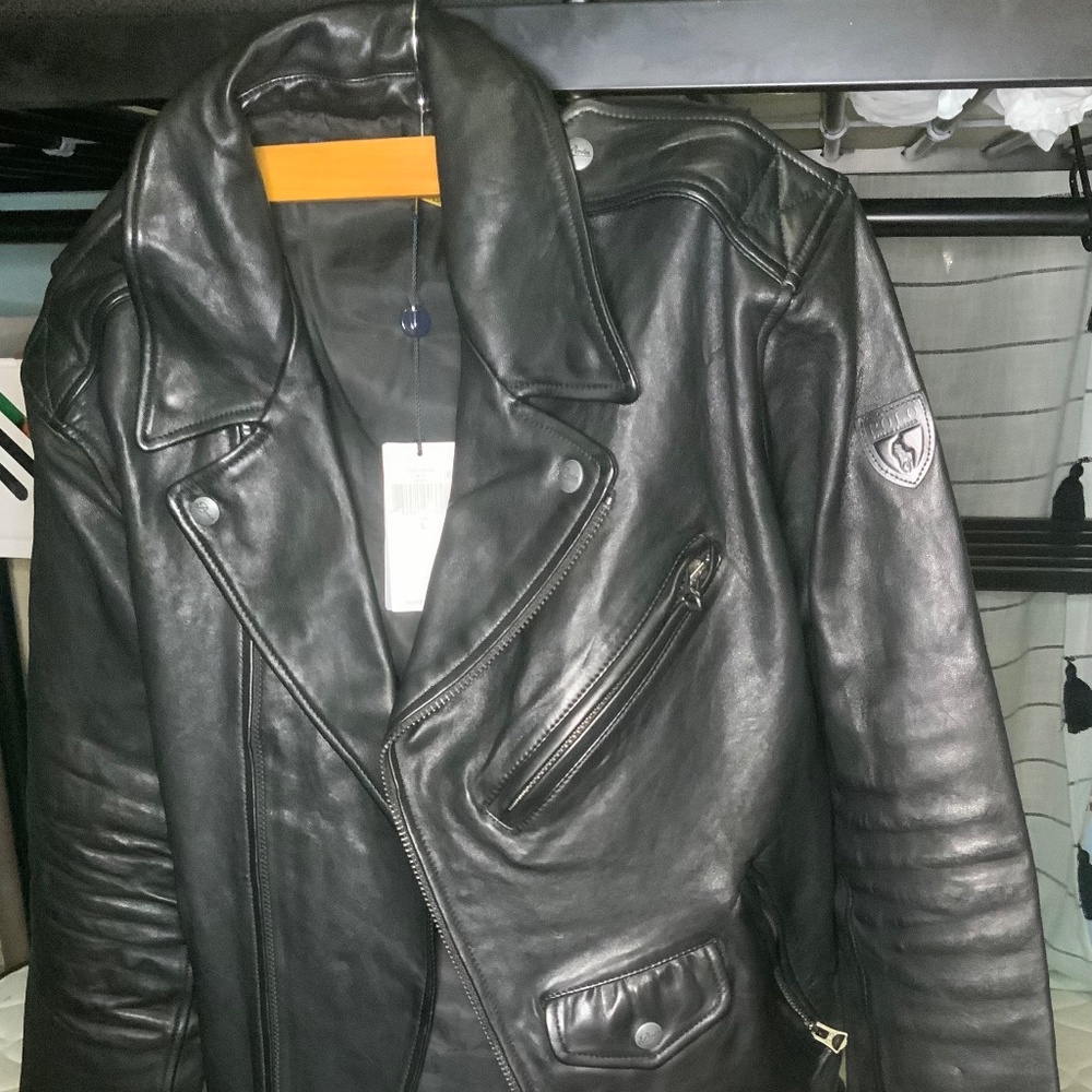 Men’s polo Ralph Lauren black moto Jacket size Large